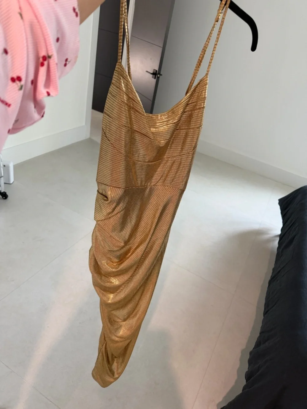 JLUXLABEL Metallic Gold Spaghetti-Strap Maxi Dress - Picture 2 of 4